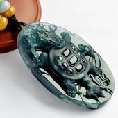 糯冰种蓝水缅甸翡翠A货龙头龟挂件