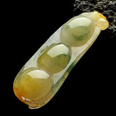 冰种黄翡飘花缅甸翡翠A货豆子挂件