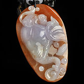 糯冰种红翡紫罗兰缅甸翡翠A货封侯拜相挂件