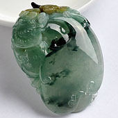 冰种飘花缅甸翡翠A货福寿如意挂件