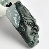 糯冰种青色缅甸翡翠A货一念之间挂件