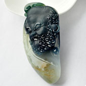 糯冰种蓝水缅甸翡翠A货达摩挂件