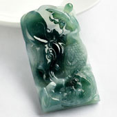 冰种蓝水缅甸翡翠A货一路连科挂件