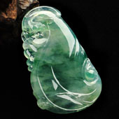 冰种飘花缅甸翡翠A货凤来仪挂件