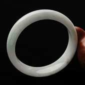 糯冰种飘翠缅甸翡翠A货手镯（57.5mm）