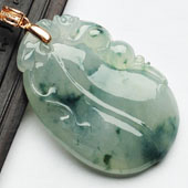 冰种飘花缅甸翡翠A货福瓜挂件