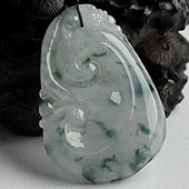 冰种飘花缅甸翡翠A货如意挂件