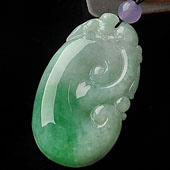 糯冰种翠色缅甸翡翠A货如意挂件