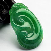 糯冰种阳绿缅甸翡翠A货如意挂件