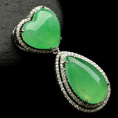 冰种苹果绿缅甸翡翠A货镶白金水滴胸坠（真钻）