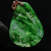 冰种飄绿花缅甸翡翠A货父子情深挂件