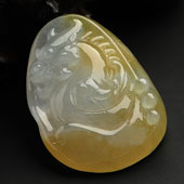 冰种黄翡缅甸翡翠A货龙挂件