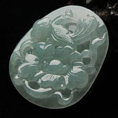 冰种晴水缅甸翡翠A货花开富贵挂件