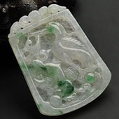 冰种飘翠缅甸翡翠A货一路连科挂件