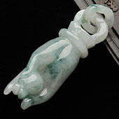 糯冰种飘花缅甸翡翠A货掌上明珠挂件