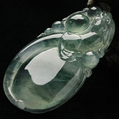 冰种飘花缅甸翡翠A货如意挂件