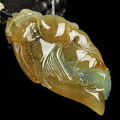 糯冰种褐黄翡缅甸翡翠A货一路连科挂件