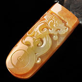 糯冰种红黄翡缅甸翡翠A货仿古龙凤挂件