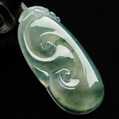 冰种飘花缅甸翡翠A货如意挂件