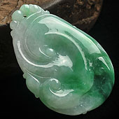 糯冰种翠色缅甸翡翠A货如意挂件