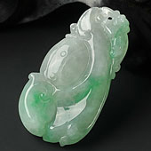糯冰种飘翠缅甸翡翠A货如意挂件