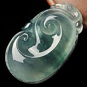 冰种飘花缅甸翡翠A货如意挂件