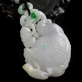 糯冰种淡春带彩缅甸翡翠A货天鹅挂件