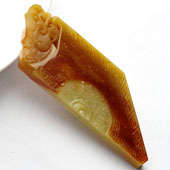糯冰种褐黄翡缅甸翡翠A货仿古龙挂件