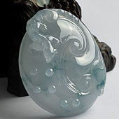 冰种飘花缅甸翡翠A货如意挂件