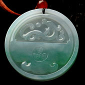 糯冰种飘翠缅甸翡翠A货龙凤呈祥挂件