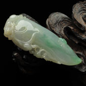 糯冰种飘翠缅甸翡翠A货福瓜挂件