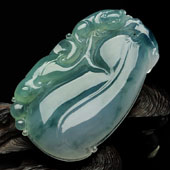 冰种飘花缅甸翡翠A货福瓜挂件