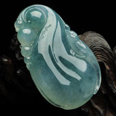 冰种飘花缅甸翡翠A货福瓜挂件