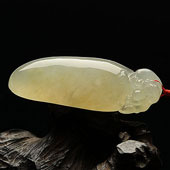 糯冰种黄翡缅甸翡翠A货福瓜挂件