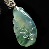 冰种飘花缅甸翡翠A货如意挂件