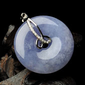 糯冰种紫罗兰缅甸翡翠A货平安扣胸坠（银扣）