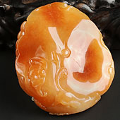 糯冰种红黄翡缅甸翡翠A货年年有余挂件