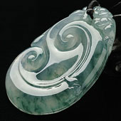 冰种飘花缅甸翡翠A货如意寿挂件