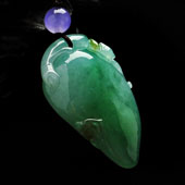 糯冰种黄加绿缅甸翡翠A货福瓜挂件