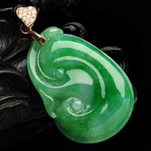 糯冰种翠色缅甸翡翠A货如意挂件