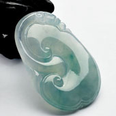 冰种飘花缅甸翡翠A货如意挂件