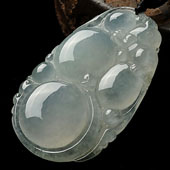 冰种晴水缅甸翡翠A货福寿如意挂件