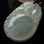 冰种晴水缅甸翡翠A货貔貅如意挂件