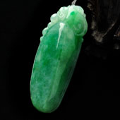 糯冰种翠色缅甸翡翠A货福瓜挂件