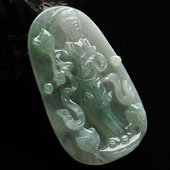 冰种晴水缅甸翡翠A货站观音挂件