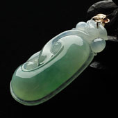 冰种飘花缅甸翡翠A货如意挂件