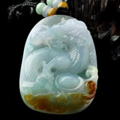 糯冰种三彩缅甸翡翠A货龙行如意挂件