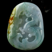 糯冰种晴水褐黄翡缅甸翡翠A货龙行如意挂件