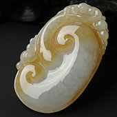 糯冰种黄翡缅甸翡翠A货如意挂件