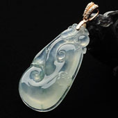 冰种飘花缅甸翡翠A货如意挂件